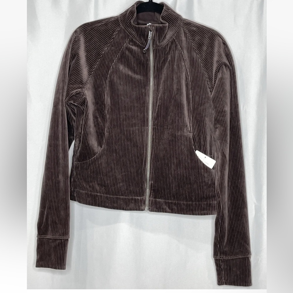 NWT Lululemon Scuba Ribbed size 10 Track Jacket *Velvet Cord Espresso Brown